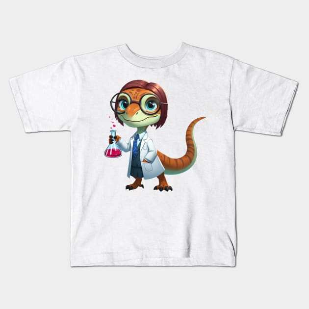 Cute Velociraptor Clever Girl Illustration Kids T-Shirt by Dmytro